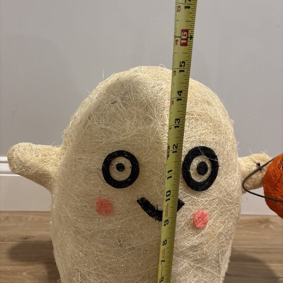 Halloween Light Up White Ghost With Pumpkin Basket Tested & Works 14x17” - Picture 11 of 14